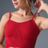 Débardeur à jarretières en maille denim – Rouge vif/Rouge vif foncé