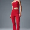 Débardeur à jarretières en maille denim – Rouge vif/Rouge vif foncé