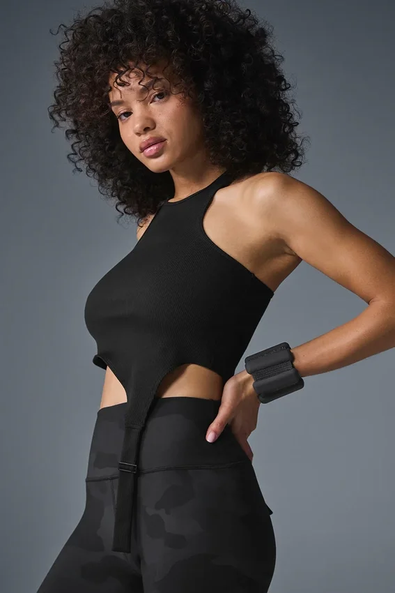 Débardeur Revelation en tissu Ribbed Alosoft – Noir
