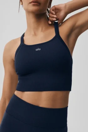 Débardeur sans coutures à côtes « Favorite » – Bleu marine