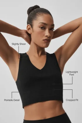Débardeur sans coutures en pointelle – Noir