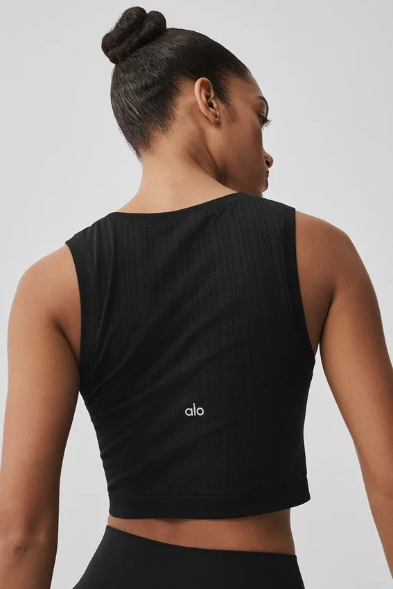 Débardeur sans coutures en pointelle - Noir