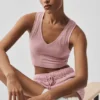 Débardeur sans coutures en pointelle – Rose vintage