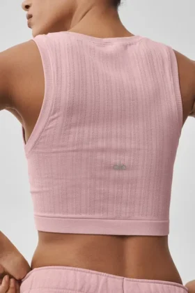Débardeur sans coutures en pointelle – Rose vintage