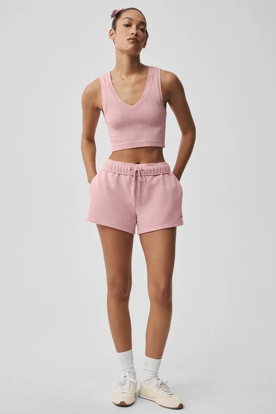 Débardeur sans coutures en pointelle – Rose vintage