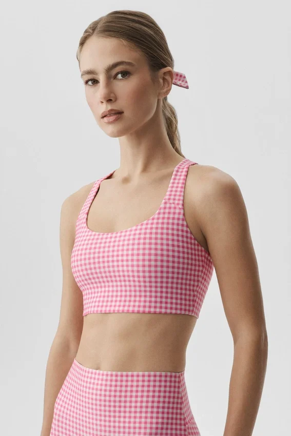 Débardeur-soutien-gorge Airlift à carreaux – Carreaux rose paradis