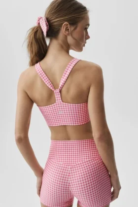 Débardeur-soutien-gorge Airlift à carreaux – Carreaux rose paradis