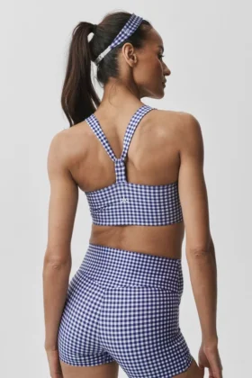 Débardeur à soutien-gorge Airlift Gingham Sleek – Vichy bleu marine