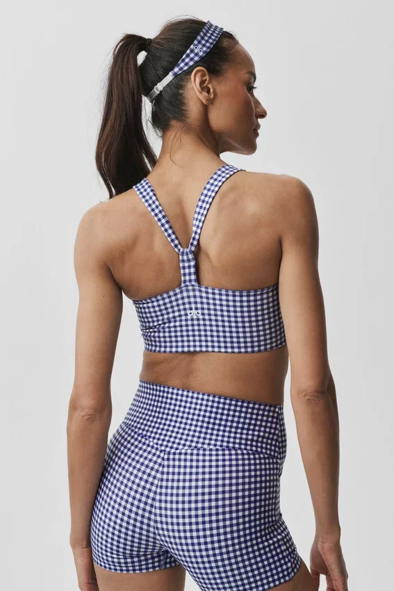 Débardeur à soutien-gorge Airlift Gingham Sleek – Vichy bleu marine