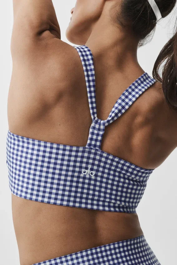 Débardeur à soutien-gorge Airlift Gingham Sleek – Vichy bleu marine