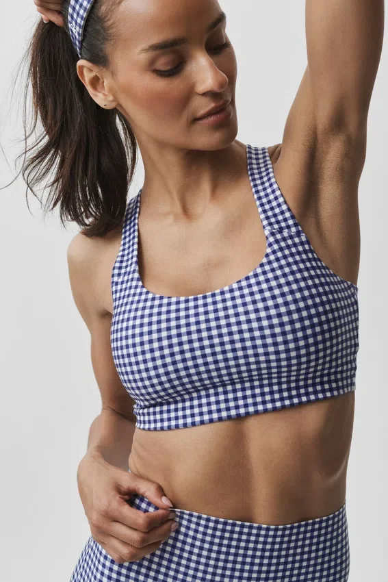 Débardeur à soutien-gorge Airlift Gingham Sleek – Vichy bleu marine