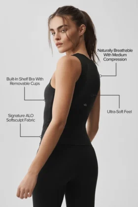 Débardeur-soutien-gorge Alo Softsculpt « No Nonsense » – Noir