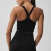 Débardeur-soutien-gorge Favorite sans coutures à côtes - Noir
