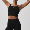 Débardeur-soutien-gorge Favorite sans coutures à côtes - Noir