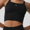 Débardeur-soutien-gorge Favorite sans coutures à côtes - Noir