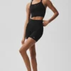 Débardeur-soutien-gorge Favorite sans coutures à côtes - Noir