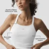 Débardeur-soutien-gorge long Favorite en tissu côtelé sans coutures - Blanc