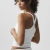Débardeur-soutien-gorge long Favorite en tissu côtelé sans coutures - Blanc