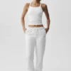 Débardeur-soutien-gorge long Favorite en tissu côtelé sans coutures - Blanc