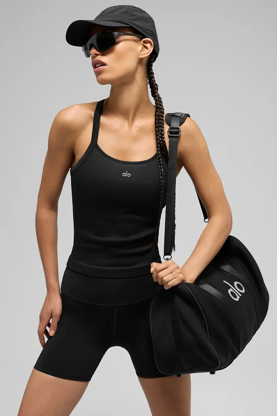 Débardeur-soutien-gorge sans coutures à côtes « Favorite » — Noir