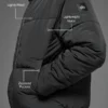 Doudoune de scène à capuche en nylon froissé - Noir