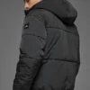 Doudoune de scène à capuche en nylon froissé - Noir