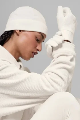 Gants en polaire haute performance – Ivoire/Ivoire