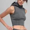 Gilet à capuche sans coutures en maille côtelée bicolore - Gris brumeux foncé chiné