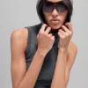 Gilet à capuche sans coutures en maille côtelée bicolore - Gris brumeux foncé chiné