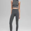Gilet à capuche sans coutures en maille côtelée bicolore - Gris brumeux foncé chiné