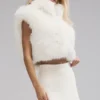 Gilet court en fausse fourrure somptueuse - Ivoire