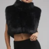 Gilet court en fausse fourrure somptueuse - Noir