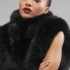 Gilet court en fausse fourrure somptueuse - Noir