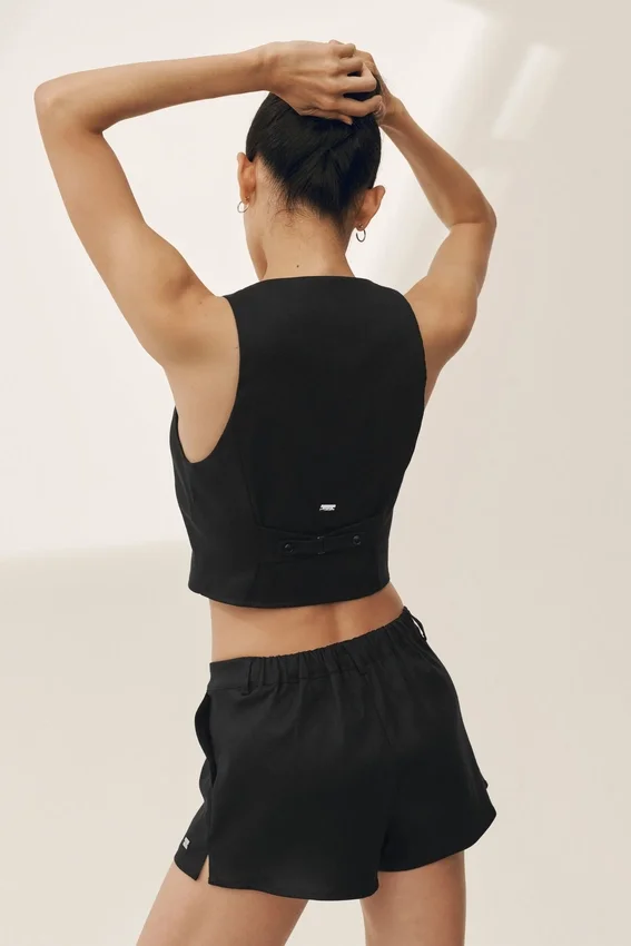 Gilet Riviera en mélange de lin - Noir