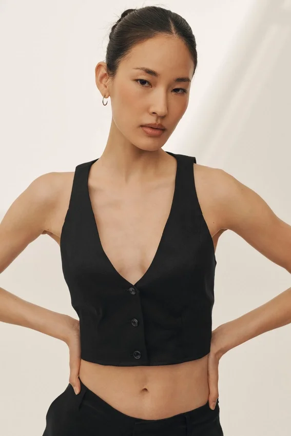 Gilet Riviera en mélange de lin - Noir