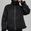 Grande veste en simili-mouton - Noir