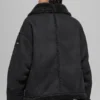 Grande veste en simili-mouton - Noir