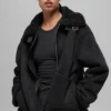 Grande veste en simili-mouton - Noir