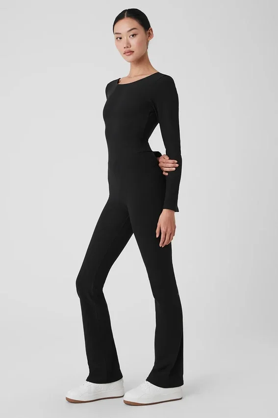 Grenouillère longue évasée Alosoft Melody - Noir