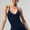 Grenouillère sans coutures à côtes « Favorite » - Bleu marine
