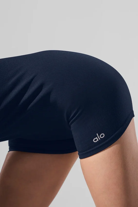 Grenouillère sans coutures à côtes « Favorite » - Bleu marine
