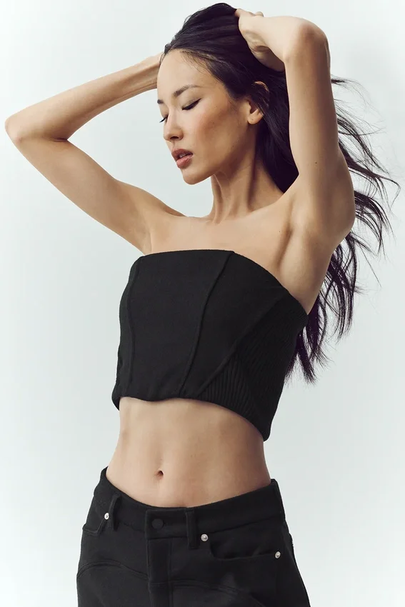 Haut corset Nightcap en mélange de laine – Noir