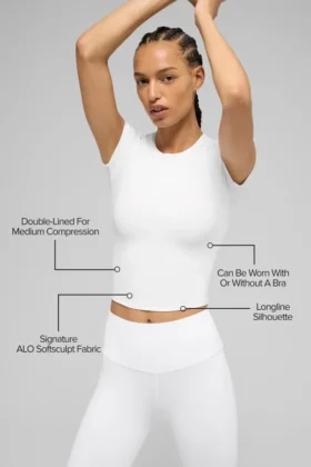 Haut à manches courtes Alo Softsculpt Precision – Blanc
