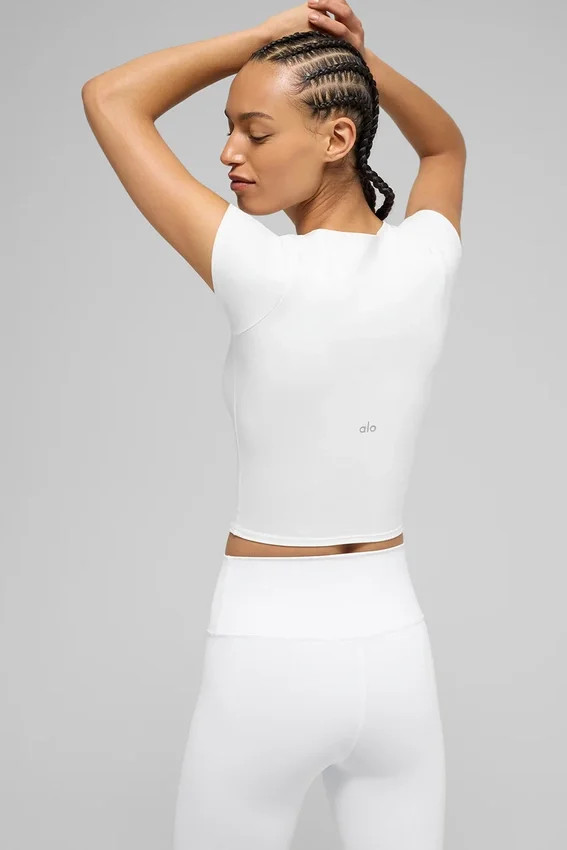 Haut à manches courtes Alo Softsculpt Precision - Blanc