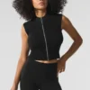 Haut sans manches en maille denim à fermeture éclair intégrale - Noir/Anthracite