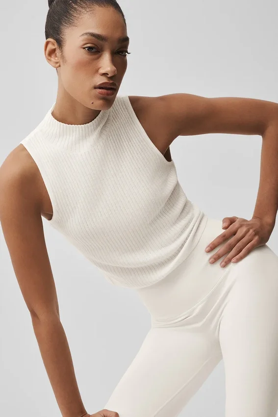 Haut sans manches en maille « Sweater Knit Unwind » - Ivoire