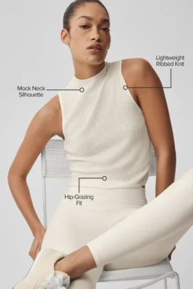 Haut sans manches en maille « Sweater Knit Unwind » – Ivoire