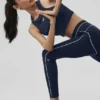 High-Waist 7/8 « Heart Throb » Airbrush Legging - Bleu marine/Blanc