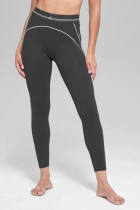 High-Waist 7/8 « Heart Throb » Legging en tissu Airbrush – Anthracite/Blanc