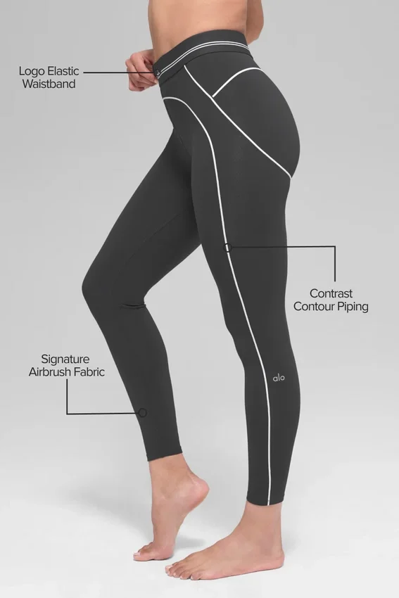 High-Waist 7/8 « Heart Throb » Legging en tissu Airbrush – Anthracite/Blanc